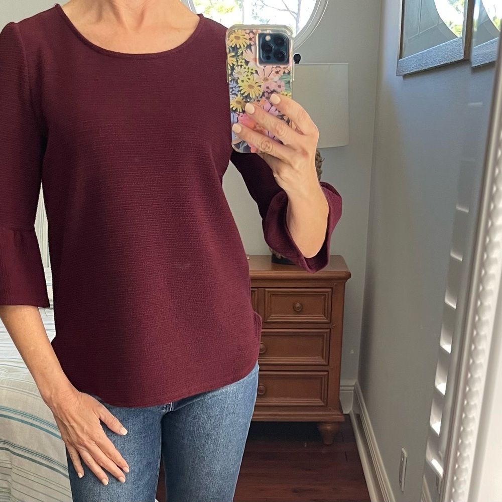 Maroon flare sleeve top size small